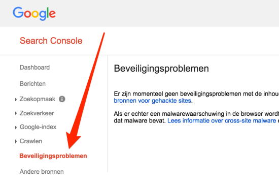 Google Search Console beveiligingsproblemen