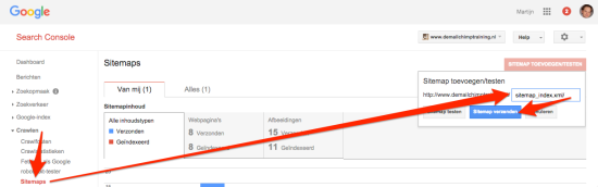 XML sitemap aanmelden bij Google