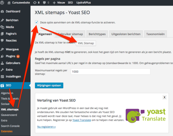 Yoast XML sitemap