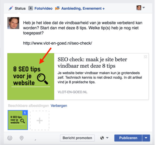 Kleine Facebook afbeeldingen WordPress