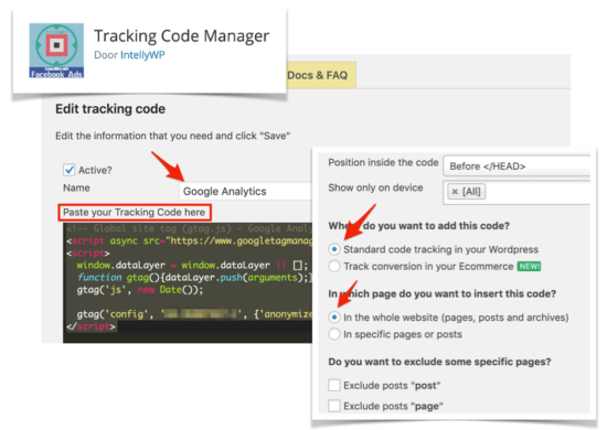 Google Analytics tracking code in WordPress HEAD plaatsen