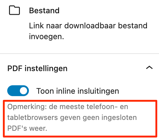 PDF in WordPress wordt niet weergegeven op mobiel