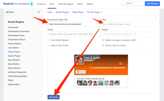 Facebook WordPress Plugin Like Box Get Code